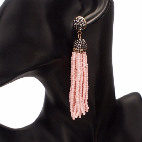 Beaded Tassel Faux Druzy Resin Drop Earrings - Picture 4 of 7